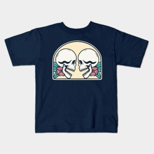 Couple Skull Pink Kids T-Shirt